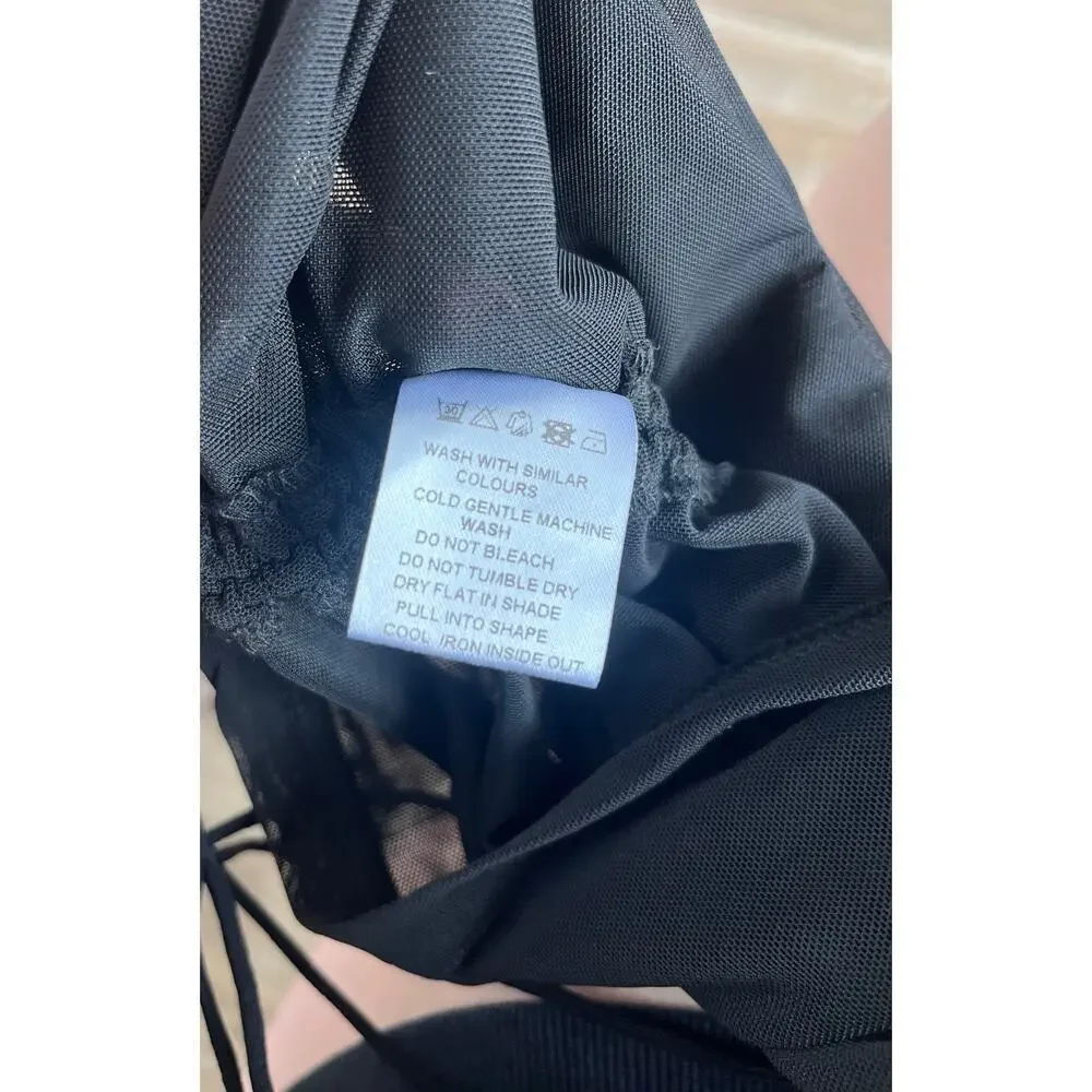 NWT - Meshki Lindsay Black Ruched Side Mesh Skirt Size M - Picture 7 of 7